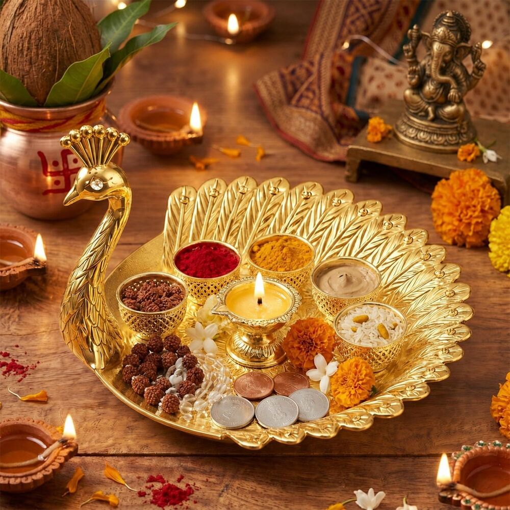 Newtay Peacock Small Decorative Serving Dish - Gold Tone